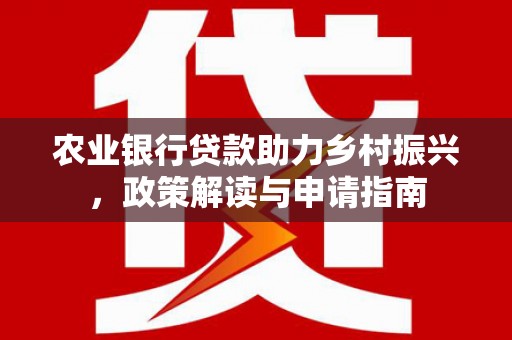 盐埕农业银行贷款助力乡村振兴，政策解读与申请指南
