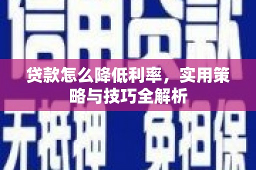 盐埕贷款怎么降低利率，实用策略与技巧全解析