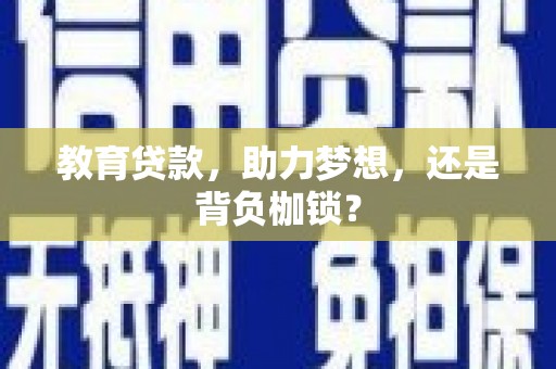 盐埕教育贷款，助力梦想，还是背负枷锁？