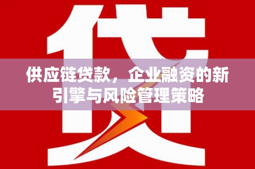 盐埕供应链贷款，企业融资的新引擎与风险管理策略
