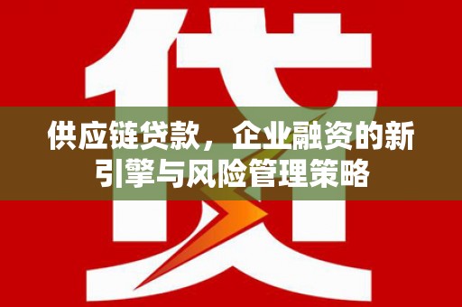 盐埕供应链贷款，企业融资的新引擎与风险管理策略