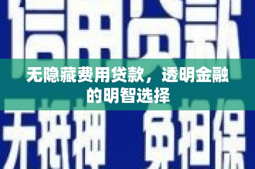 盐埕无隐藏费用贷款，透明金融的明智选择