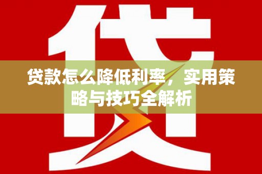 盐埕贷款怎么降低利率，实用策略与技巧全解析