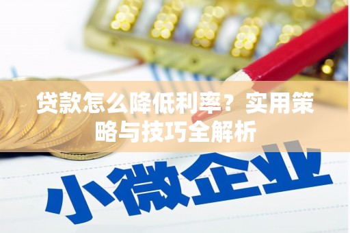 盐埕贷款怎么降低利率？实用策略与技巧全解析